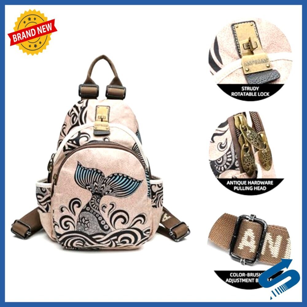 Mini Waterproof Print Backpack Daypack Travel Bag Versatile Casual Style - Picture 5 of 5